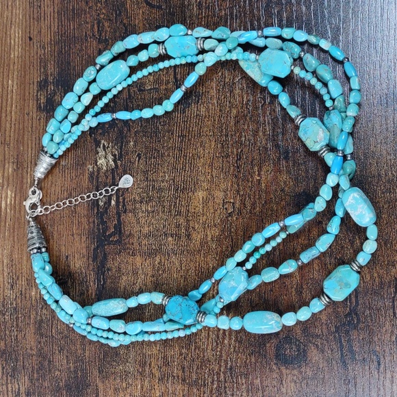 Barse Multi Strand Turquoise/Sterling Silver Necklace - Picture 4 of 7